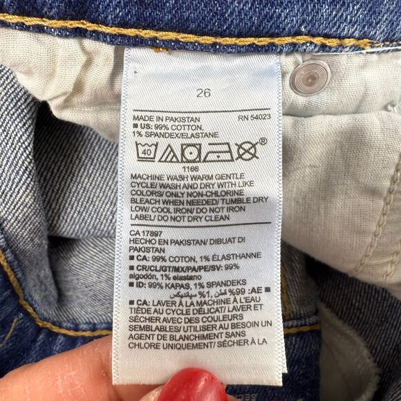 Old Navy Plus Women's Sky High Straight Jean Size 26 3X Med Blue Distressed - Picture 10 of 15